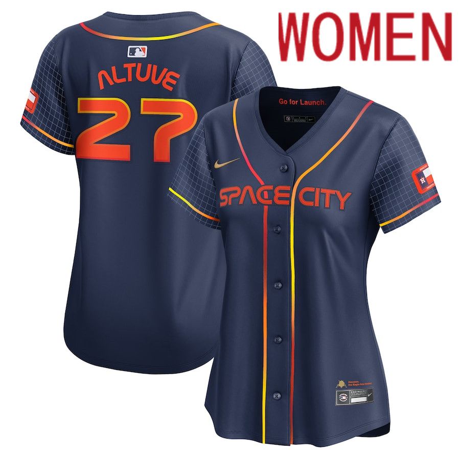 Women Houston Astros #27 Jose Altuve Nike Navy City Connect Limited Player MLB Jersey